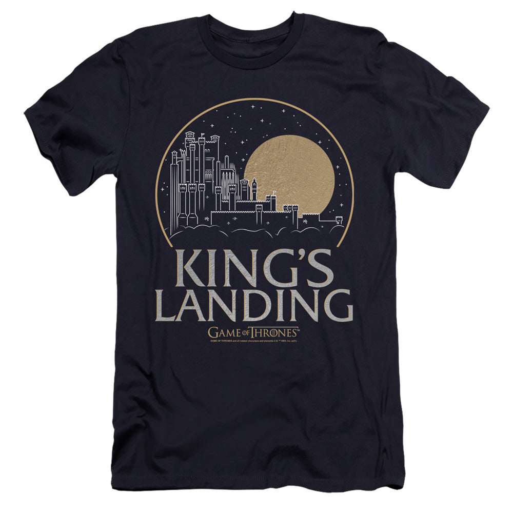 Game Of Thrones Kings Landing Hbo Premium Bella Canvas Slim Fit Mens T Shirt Navy