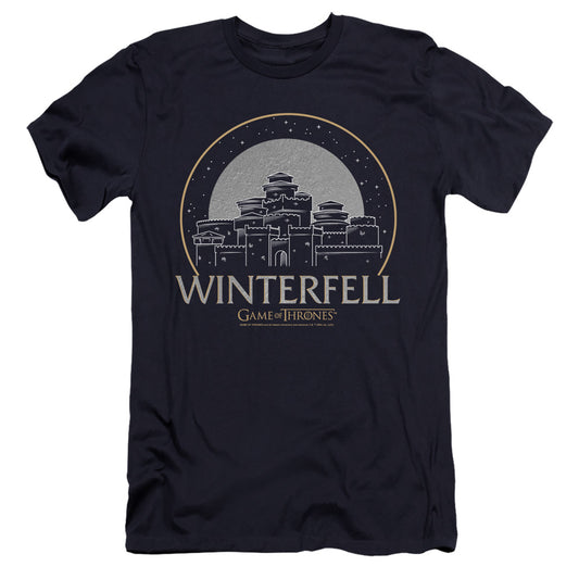 Game Of Thrones Winterfell Hbo Premium Bella Canvas Slim Fit Mens T Shirt Navy