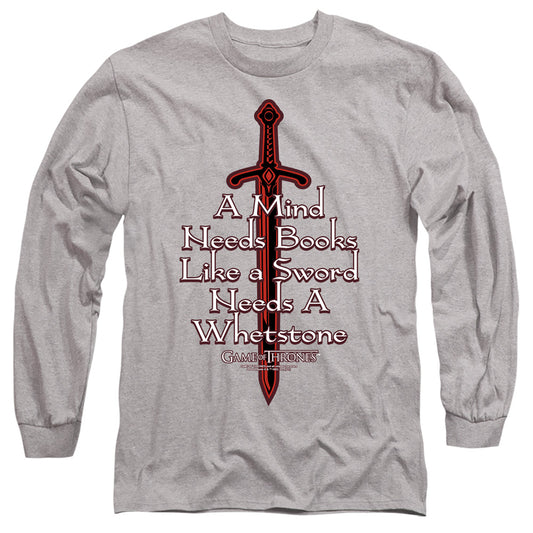 Game Of Thrones The Mind Needs Books Mens Long Sleeve Shirt Athletic Heather