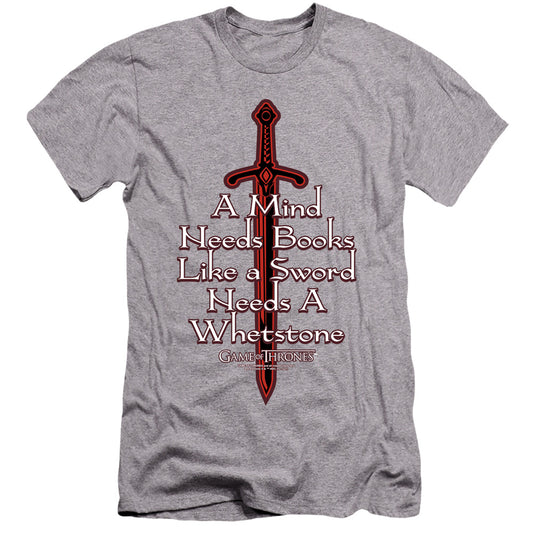 Game Of Thrones The Mind Needs Books Hbo Premium Bella Canvas Slim Fit Mens T Shirt Athletic Heather