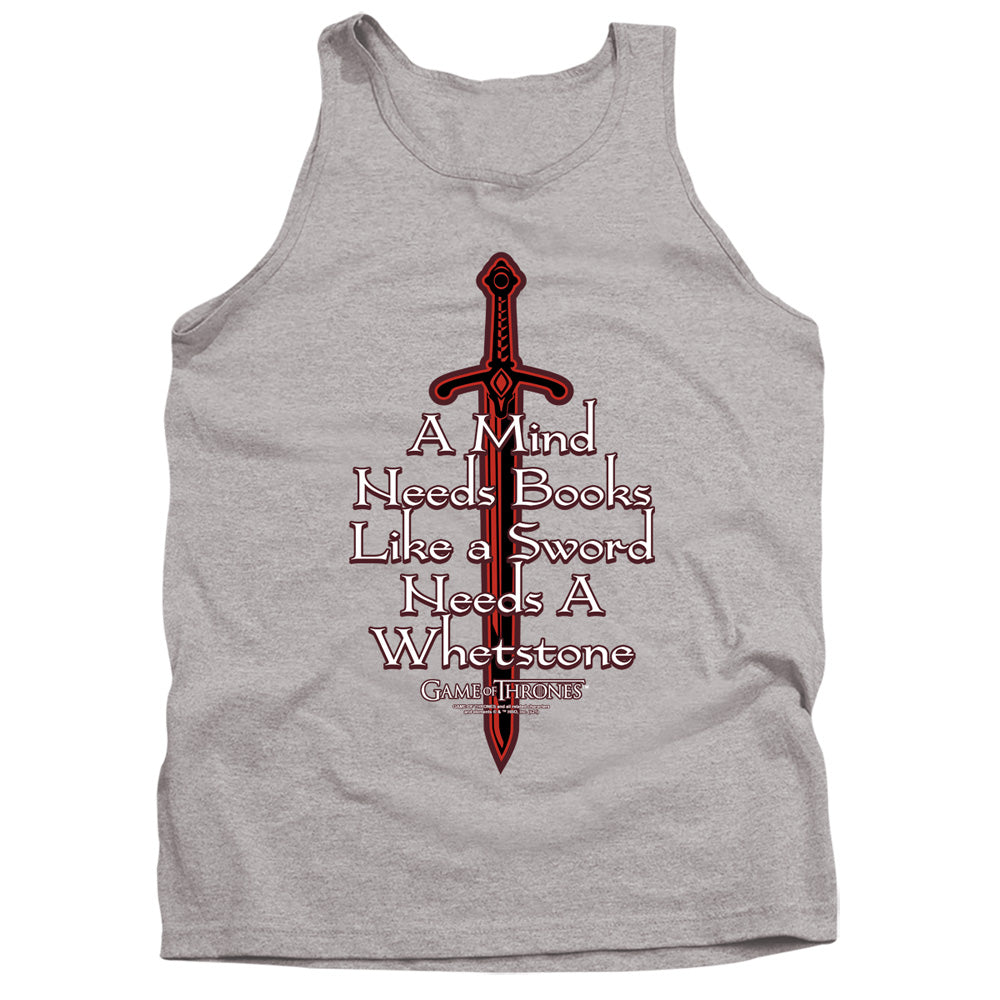 Game Of Thrones The Mind Needs Books Mens Tank Top Shirt Athletic Heather