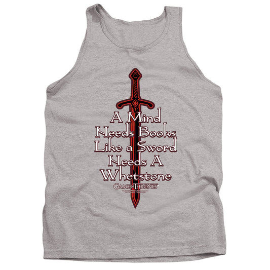 Game Of Thrones The Mind Needs Books Mens Tank Top Shirt Athletic Heather