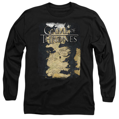 Game Of Thrones Series Map Mens Long Sleeve Shirt Black Officially Licensed