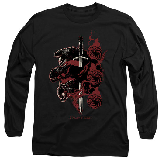 Game Of Thrones Targaryen Dragons Mens Long Sleeve Shirt Black