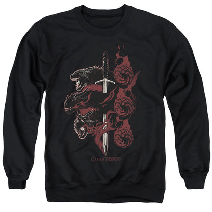 Game Of Thrones Targaryen Dragons Mens Crewneck Sweatshirt Black