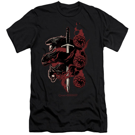 Game Of Thrones Targaryen Dragons Hbo Premium Bella Canvas Slim Fit Mens T Shirt Black