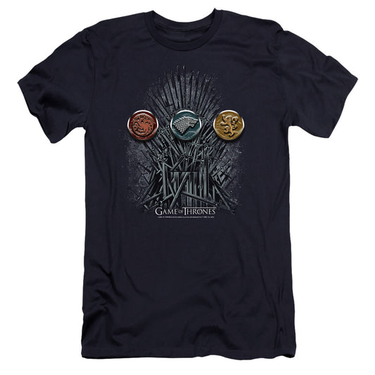 Game Of Thrones For The Throne Sigils Hbo Premium Bella Canvas Slim Fit Mens T Shirt Navy