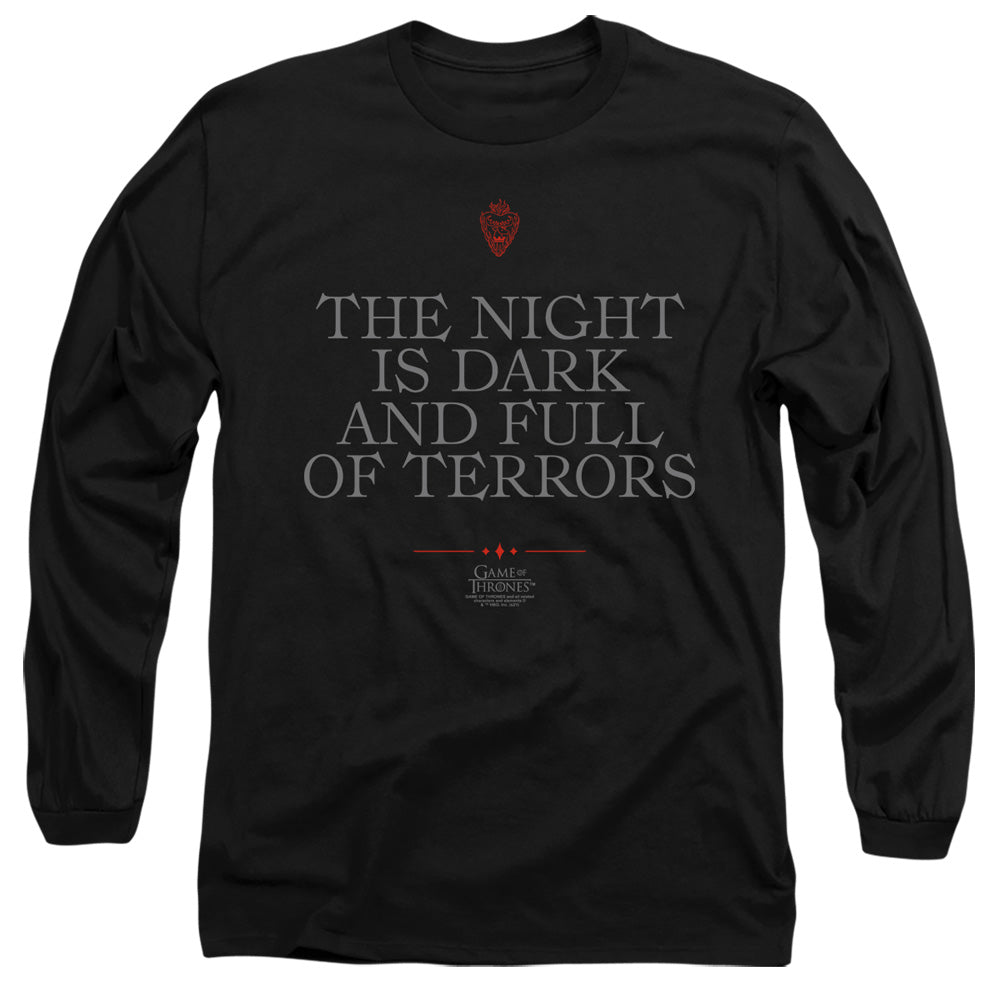 Game Of Thrones Night Is Dark Mens Long Sleeve Shirt Black Officially Licensed
