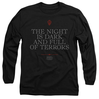 Game Of Thrones Night Is Dark Mens Long Sleeve Shirt Black Officially Licensed