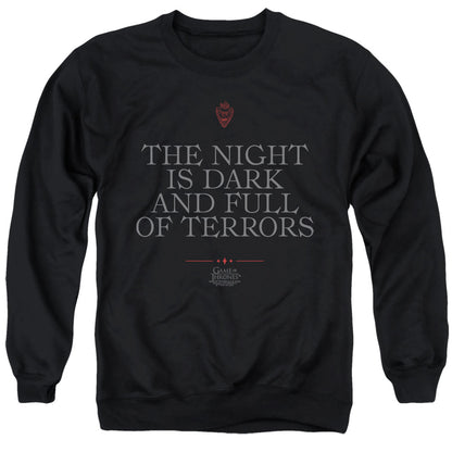 Game Of Thrones Night Is Dark Mens Crewneck Sweatshirt Black