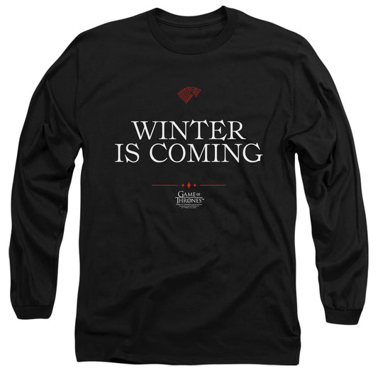 Game Of Thrones Winter Is Coming Text Mens Long Sleeve Shirt Black