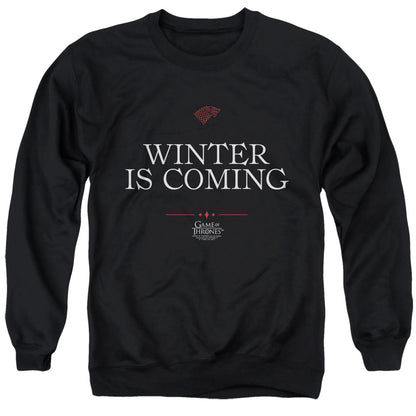 Game Of Thrones Winter Is Coming Text Mens Crewneck Sweatshirt Black