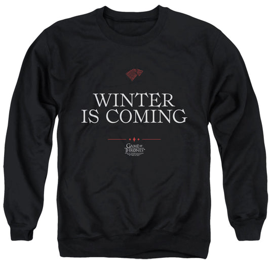 Game Of Thrones Winter Is Coming Text Mens Crewneck Sweatshirt Black