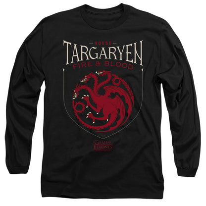 Game Of Thrones House Targaryen Sigil Mens Long Sleeve Shirt Black Officially Licensed