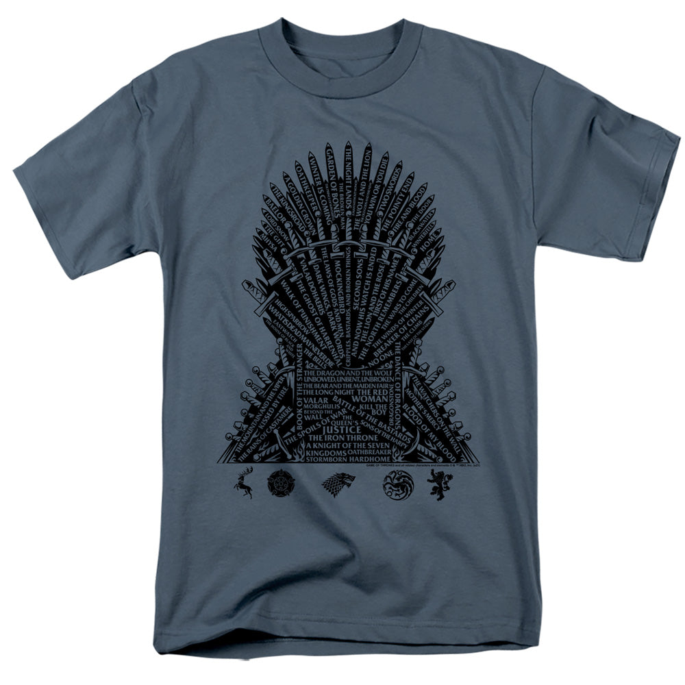 Game Of Thrones What Builds The Throne Mens T Shirt Slate