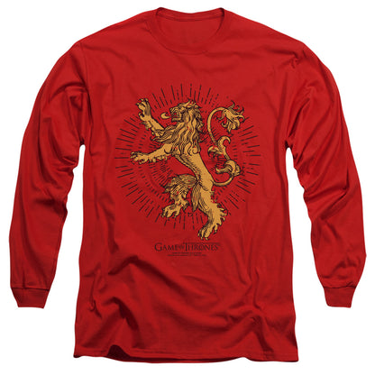 Game Of Thrones Lannister Burst Sigil Mens Long Sleeve Shirt Red Officially Licensed