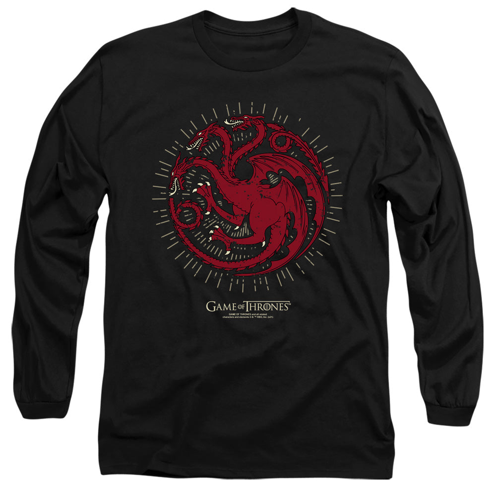 Game Of Thrones Targaryen Burst Sigil Mens Long Sleeve Shirt Black Officially Licensed