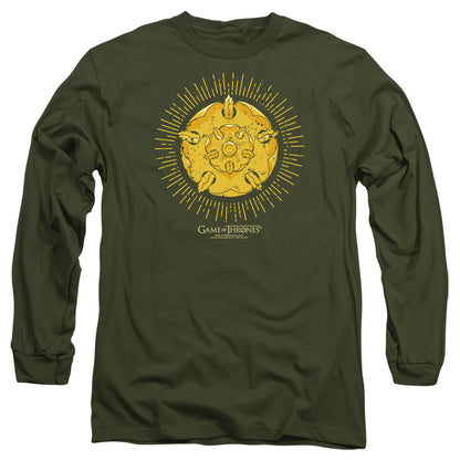 Game Of Thrones Tyrell Burst Logo Mens Long Sleeve Shirt Military Green Officially Licensed