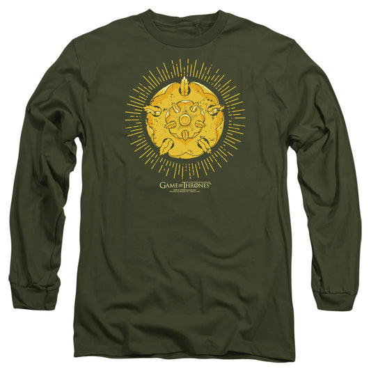 Game Of Thrones Tyrell Burst Logo Mens Long Sleeve Shirt Military Green