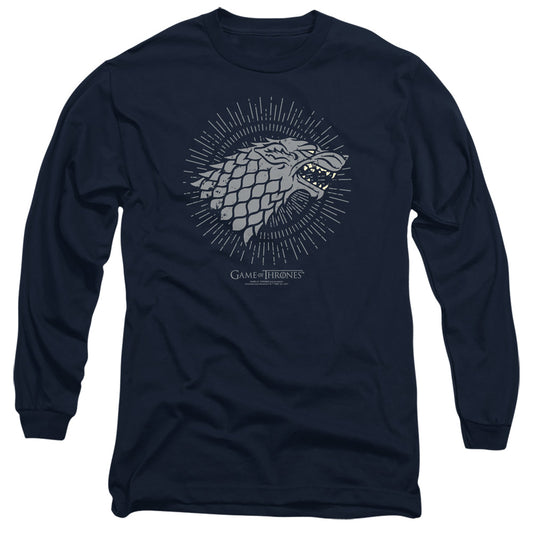 Game Of Thrones Stark Burst Sigils Mens Long Sleeve Shirt Navy