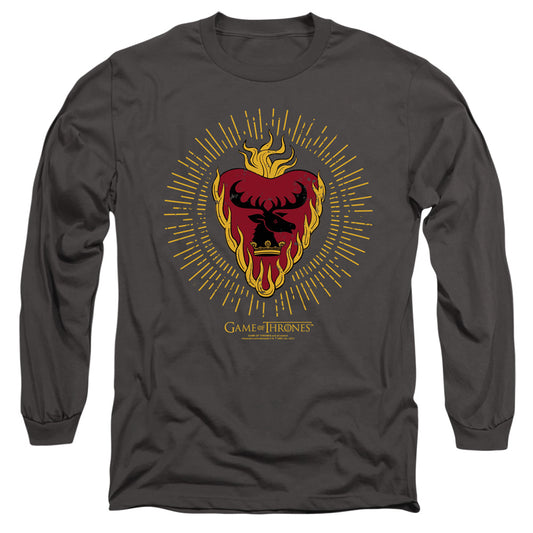 Game Of Thrones Stannis Baratheon Burst Sigils Mens Long Sleeve Shirt Charcoal