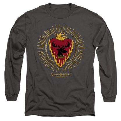Game Of Thrones Stannis Baratheon Burst Sigils Mens Long Sleeve Shirt Charcoal Officially Licensed