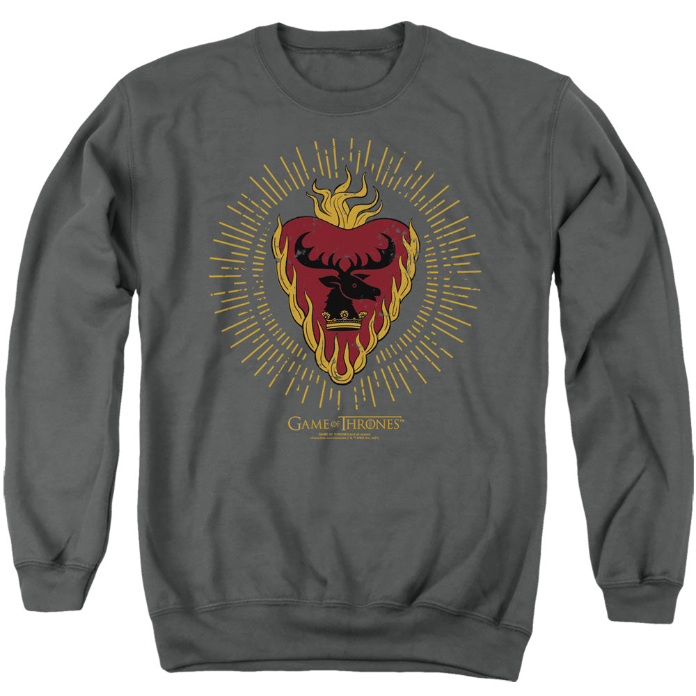 Game Of Thrones Stannis Baratheon Burst Sigils Mens Crewneck Sweatshirt Charcoal