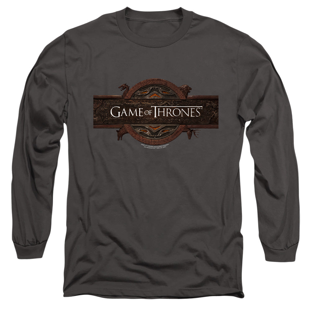 Game Of Thrones Title Sequence Logo Mens Long Sleeve Shirt Charcoal Officially Licensed