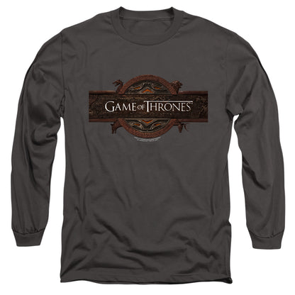 Game Of Thrones Title Sequence Logo Mens Long Sleeve Shirt Charcoal Officially Licensed