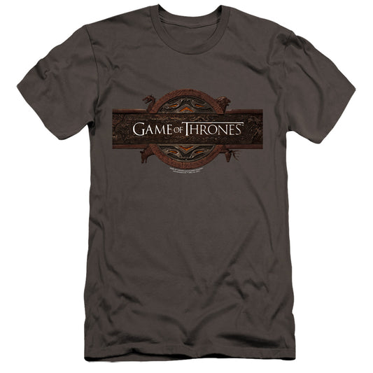 Game Of Thrones Title Sequence Logo Hbo Premium Bella Canvas Slim Fit Mens T Shirt Charcoal