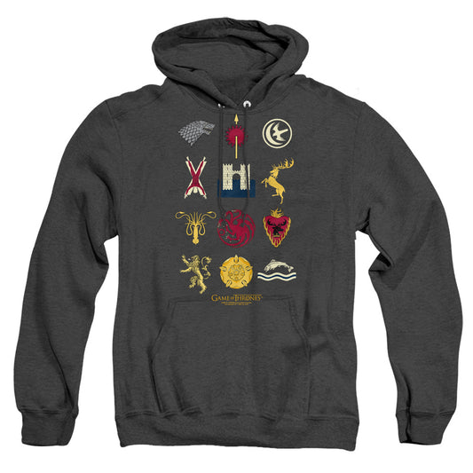 Game Of Thrones House Sigils Heather Mens Hoodie Black Officially Licensed