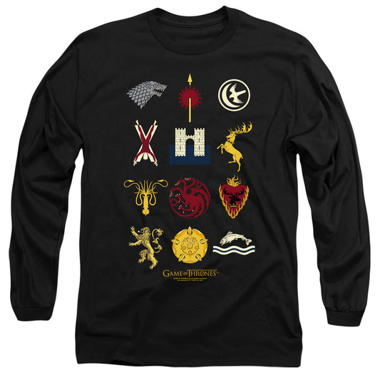 Game Of Thrones House Sigils Mens Long Sleeve Shirt Black