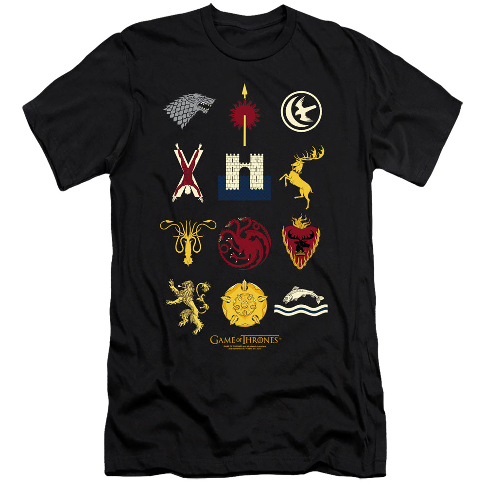 Game Of Thrones House Sigils Hbo Premium Bella Canvas Slim Fit Mens T Shirt Black