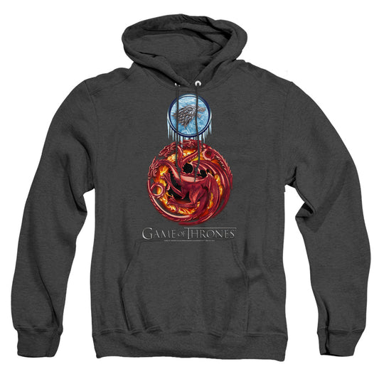 Game Of Thrones Combined Targaryn And Stark Heather Mens Hoodie Black Officially Licensed
