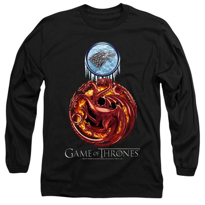 Game Of Thrones Combined Targaryn And Stark Mens Long Sleeve Shirt Black Officially Licensed