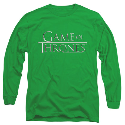 Game Of Thrones Chrome Logo Mens Long Sleeve Shirt Kelly Green Officially Licensed