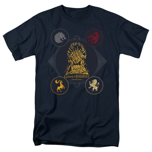 Game Of Thrones 4 Houses 4 The Throne Mens T Shirt Navy