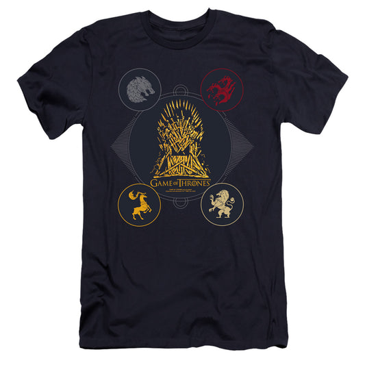 Game Of Thrones 4 Houses 4 The Throne Hbo Premium Bella Canvas Slim Fit Mens T Shirt Navy