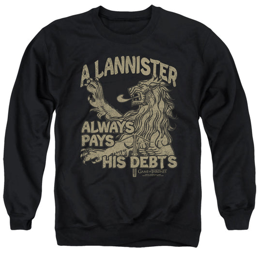 Game Of Thrones Debts Mens Crewneck Sweatshirt Black