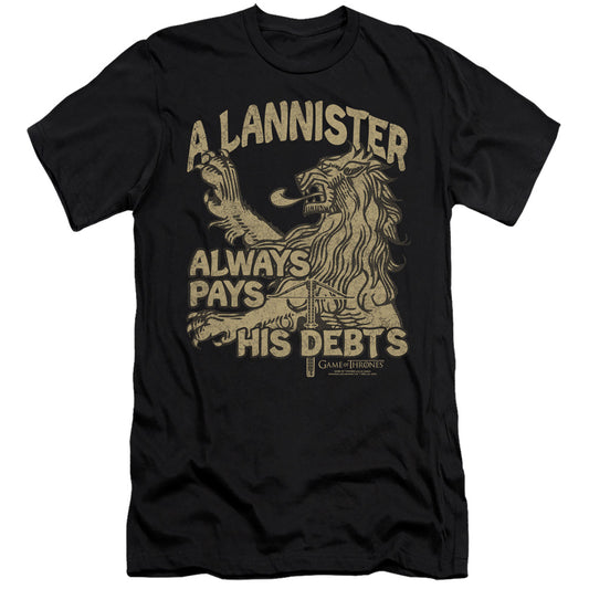 Game Of Thrones Debts Hbo Premium Bella Canvas Slim Fit Mens T Shirt Black