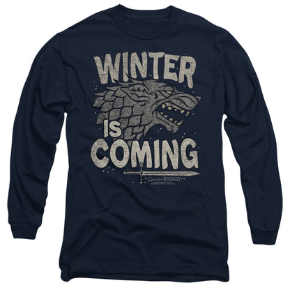 Game Of Thrones Winter Is Coming Mens Long Sleeve Shirt Navy Officially Licensed