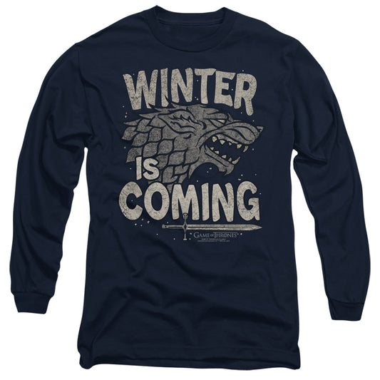 Game Of Thrones Winter Is Coming Mens Long Sleeve Shirt Navy