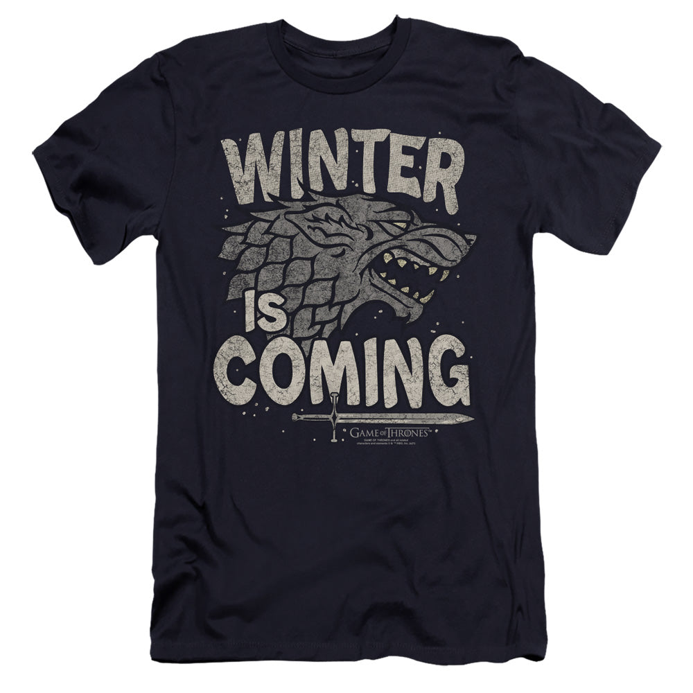 Game Of Thrones Winter Is Coming Hbo Premium Bella Canvas Slim Fit Mens T Shirt Navy