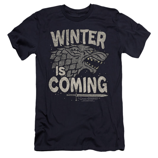 Game Of Thrones Winter Is Coming Hbo Premium Bella Canvas Slim Fit Mens T Shirt Navy