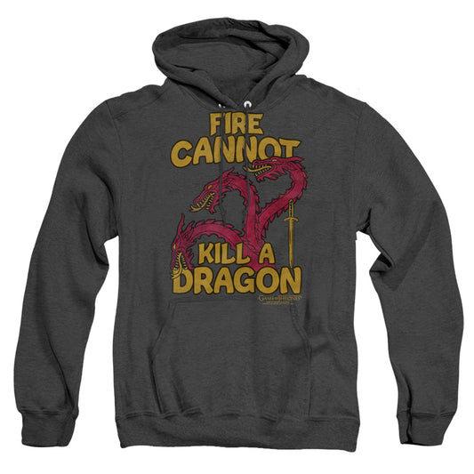 Game Of Thrones Dragons With Fire Heather Mens Hoodie Black Officially Licensed