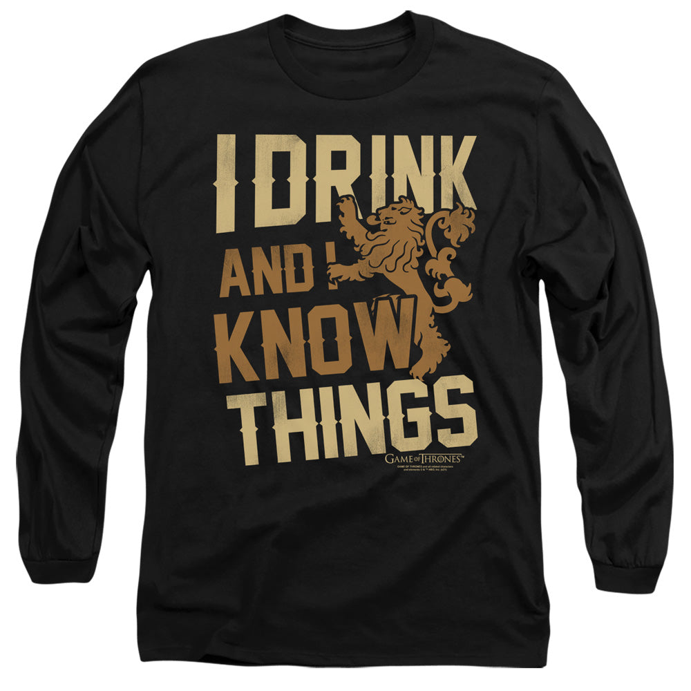 Game Of Thrones Know Things Mens Long Sleeve Shirt Black