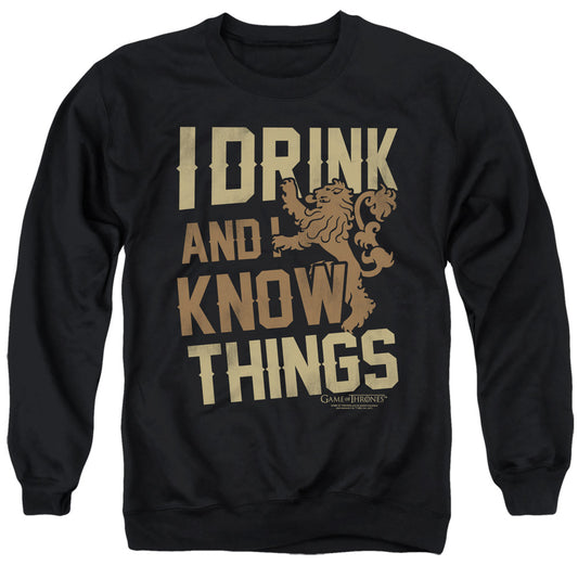 Game Of Thrones Know Things Mens Crewneck Sweatshirt Black