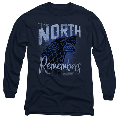 Game Of Thrones The North Remembers Mens Long Sleeve Shirt Navy Officially Licensed