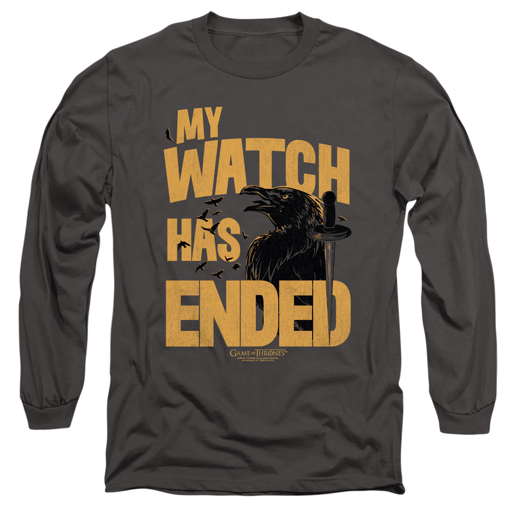 Game Of Thrones My Watch Has Ended Mens Long Sleeve Shirt Charcoal