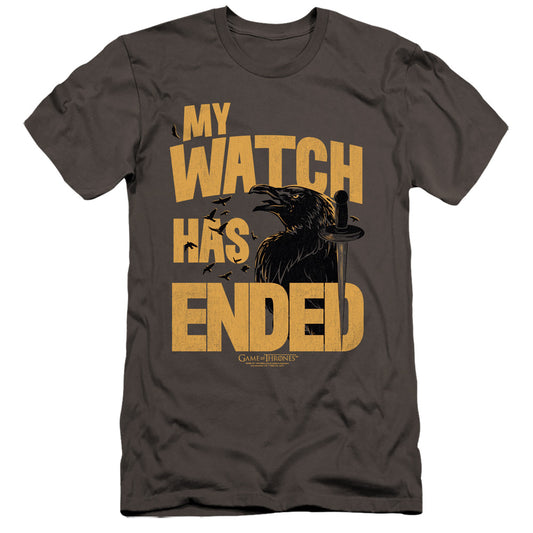 Game Of Thrones My Watch Has Ended Hbo Premium Bella Canvas Slim Fit Mens T Shirt Charcoal